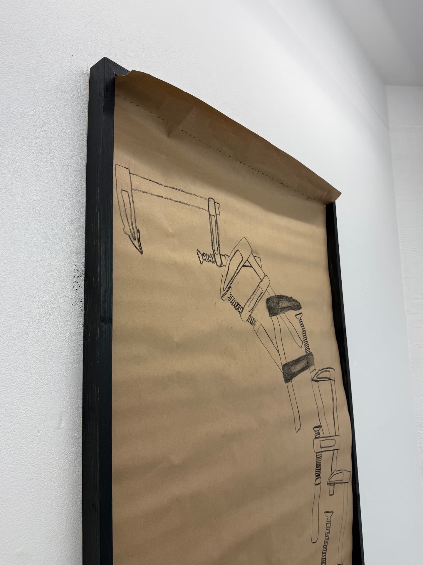 Detail of the clamp drawing in the black artist frame