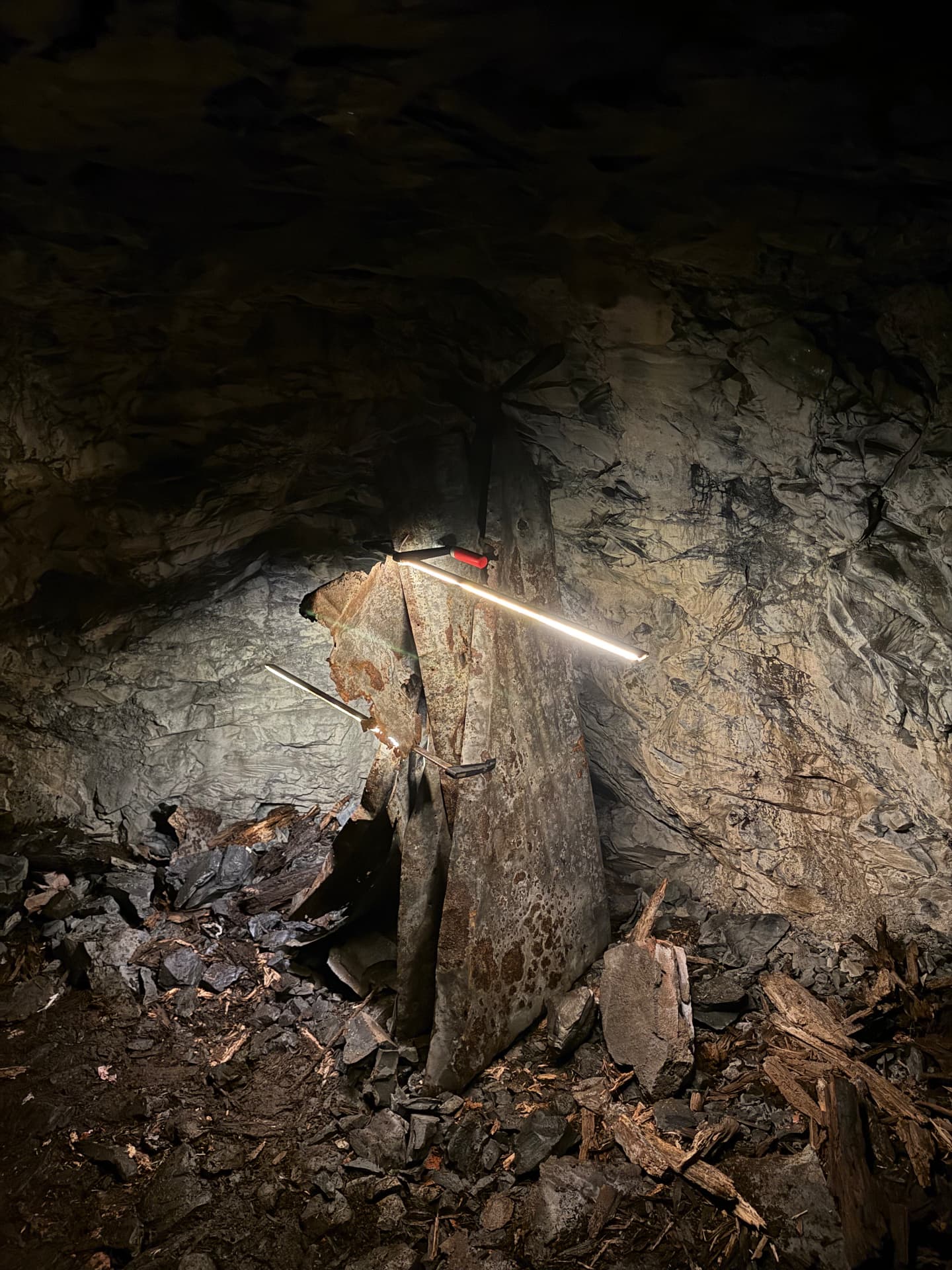 Second installation view of the collaboration in the WW2 cave