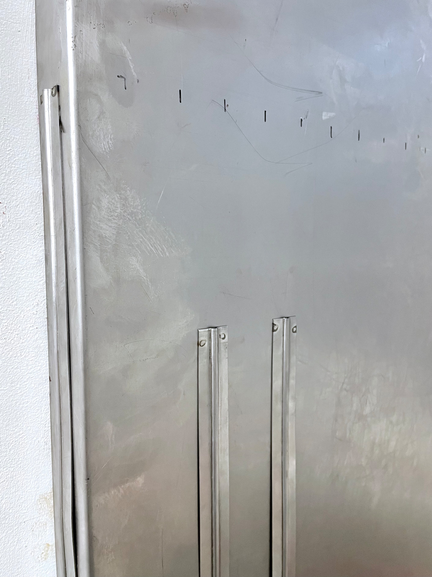 Detail of the steel surface and peacock feather cast
